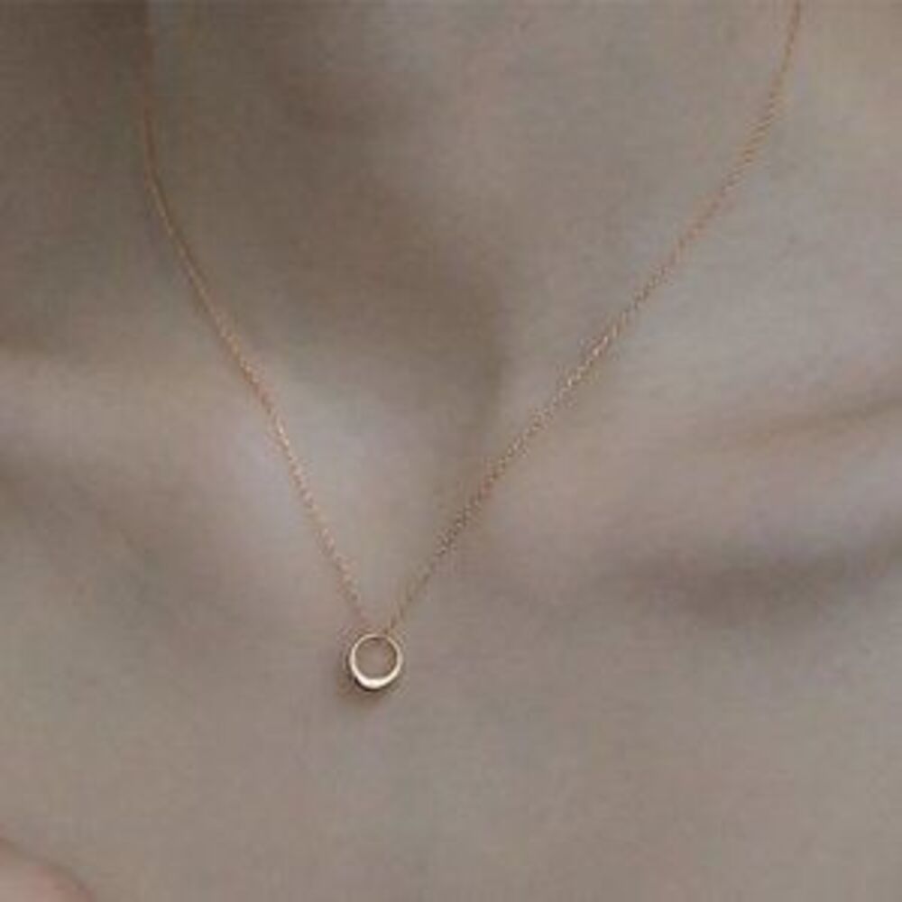 NEW Yellow Gold Round Pendant Chain Necklace